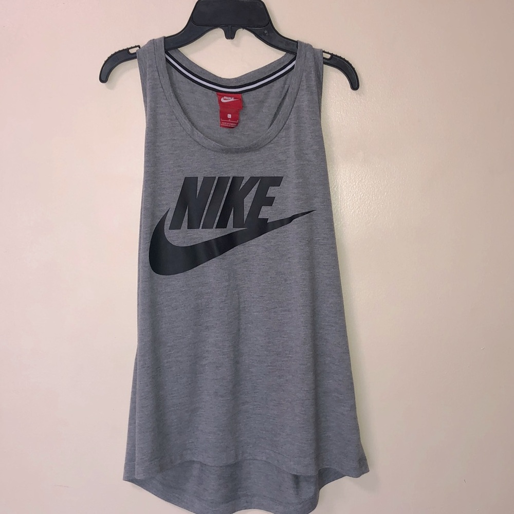 Nike Gray Racerback Tank with Black Logo